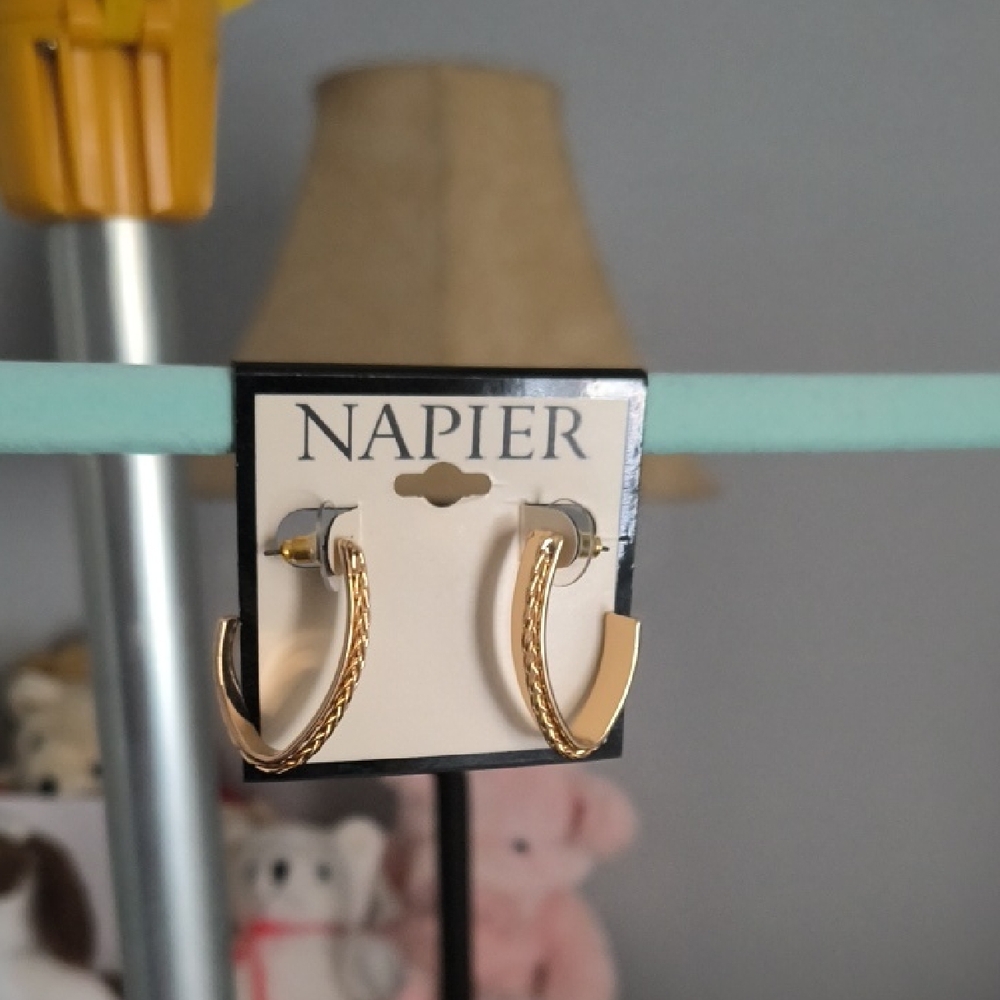 Napier Gold Braided Hoop Earrings